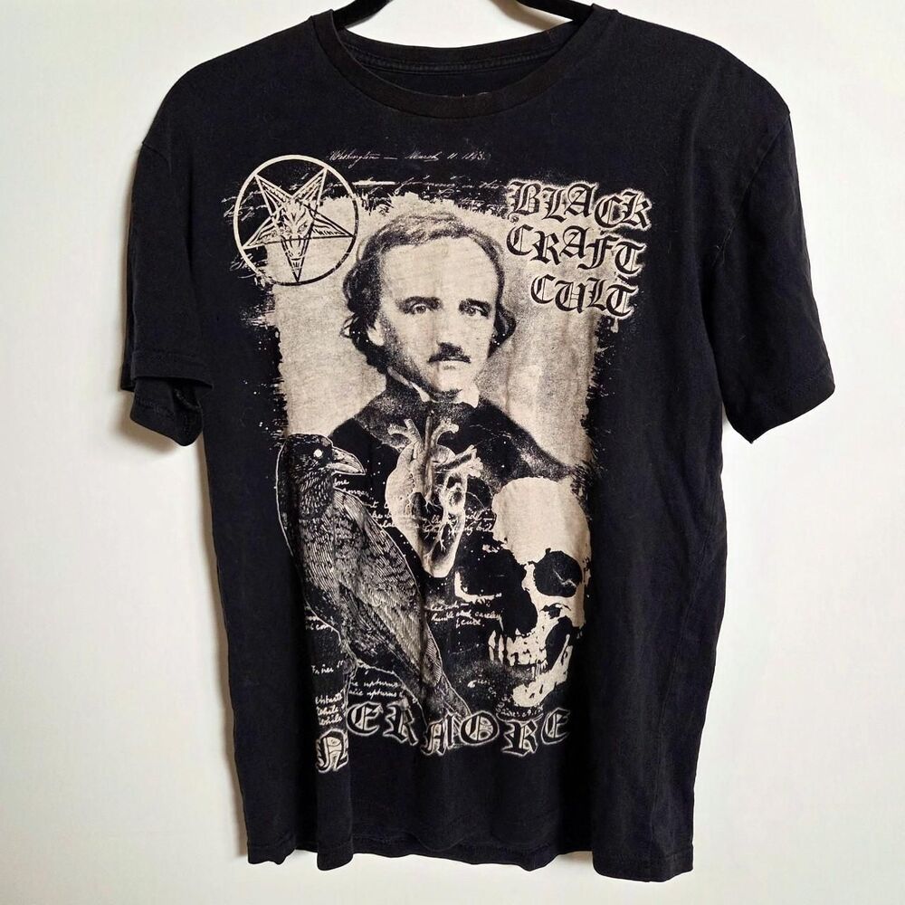 Blackcraft Cult Edgar Allan Poe Nevermore Vintage-Inspired Cotton Graphic Tee